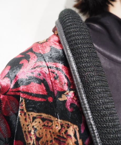 Flower Pattern Velour Short Jacket BKRE