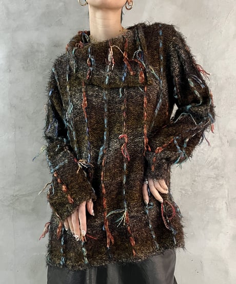 Ribbon Design Collar Knit BRBL