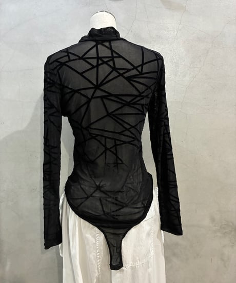 Geometric Pattern Sheer Bodysuit BK