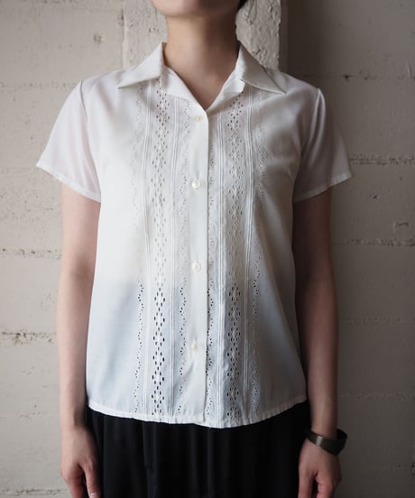 1960's Open Collar Cutwork Shirt WH