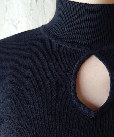 Mock Neck Peekaboo Knit BK