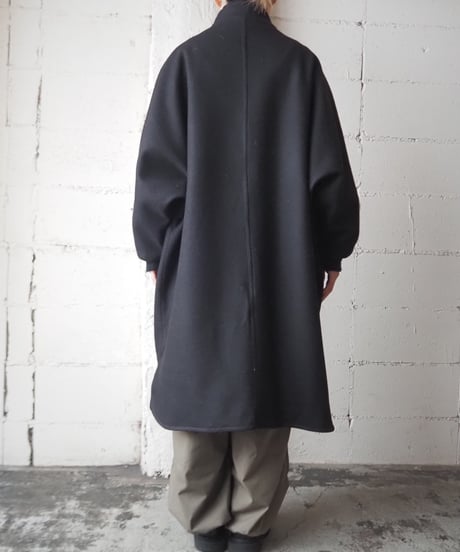 Standcollar Dolman Sleeve Wool Coat BK