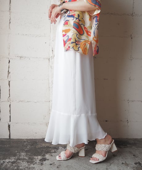 Flared Hem Easy Long Skirt WH
