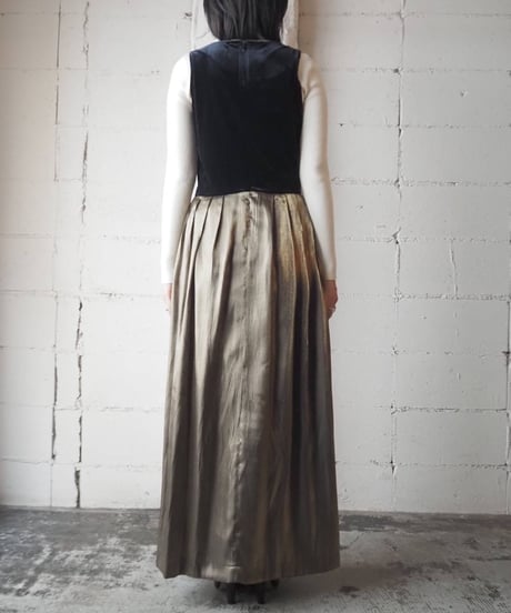 Sleeveless Velour×Shiny Gold Dress BKGD