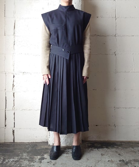 French Sleeve Pleated Dress BK