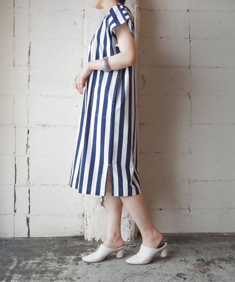 Square Neck Stripe Dress NVWH