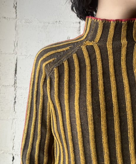 Tricolor Bottleneck Rib Knit BRYERE