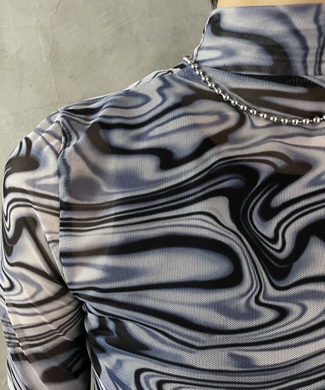 Longsleeve Sheer Morble Pattern Cutsewn BL