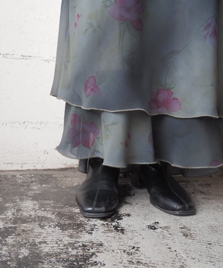 Sheer Layered Floral Print Skirt KA