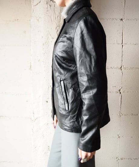 Button Leather Jacket BK