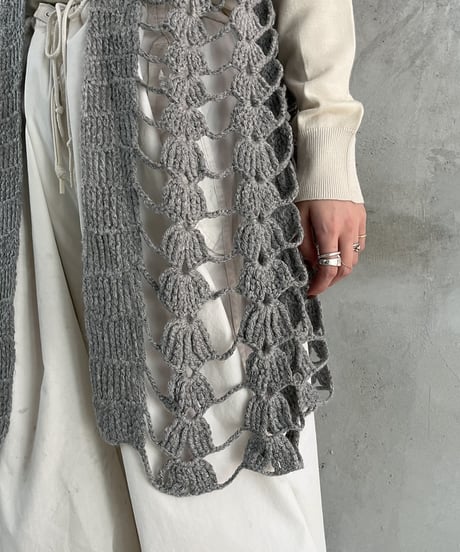 Crochet Knit Buttonless Cardigan GR