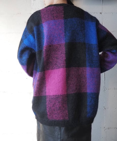 Check  Pattern Mohair Knit BLPI