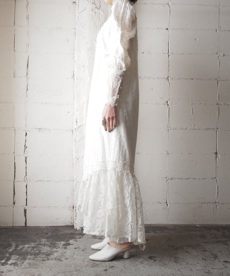 1970's Stand Collar Lace Dress WH