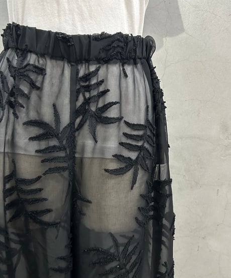 Botanical Pattern Sheer Easy Pants BK