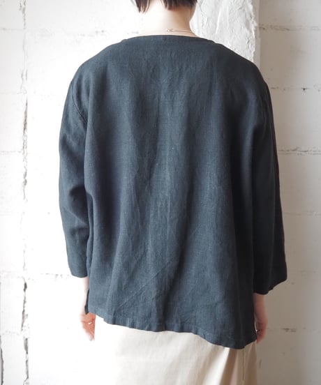absolut made in Germany Collarless Linen Jacket BK