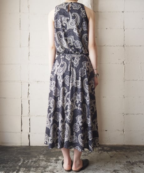 Paisley Pattern Sleeveless Dress BKGR