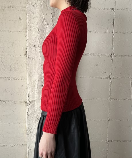Pattern Neck&Hem Rib Knit RE
