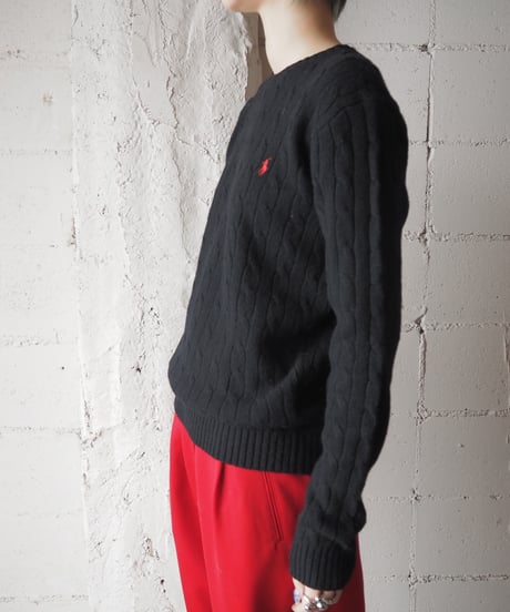 RALPH LAUREN Cable Wool Knit BK