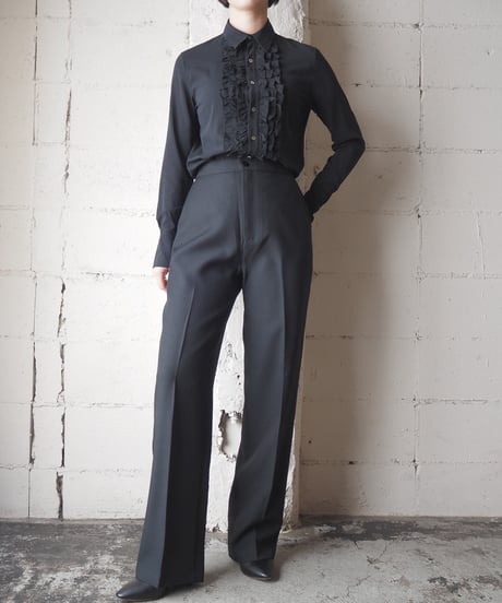 RALPH LAUREN Frill Front Silk Shirt BK