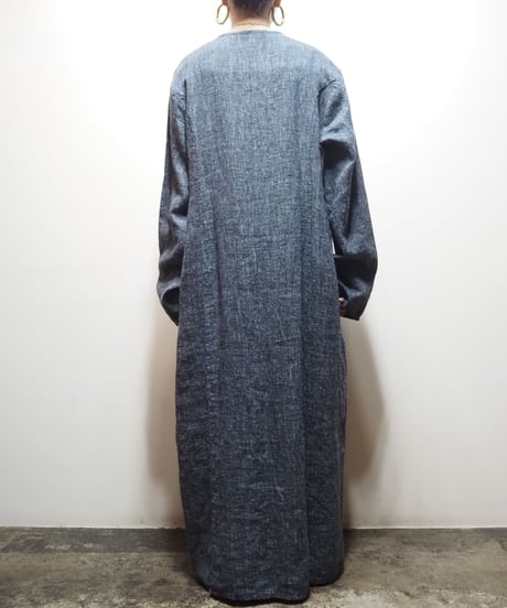 FLAX Collarless Linen Dress BK