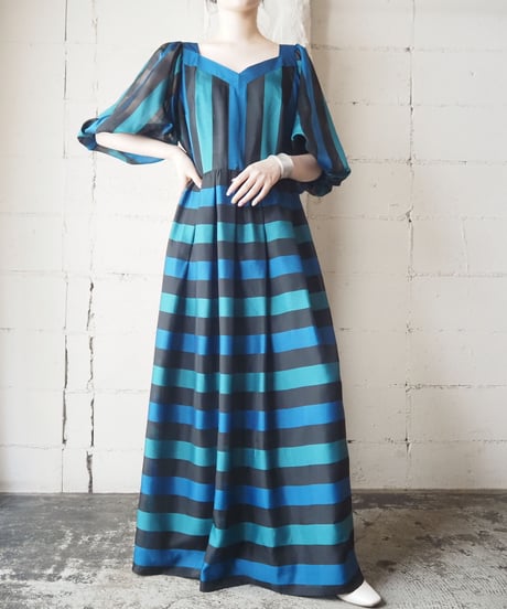 Puffsleeve Seethrough Border Dress BLBK