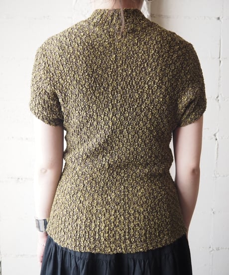 Mock Neck Mix Yarn Tops KA