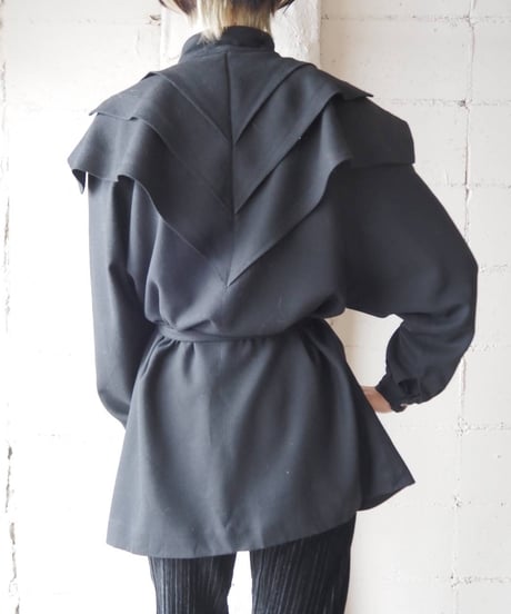 Pleated Shoulder Wool Shirt BK