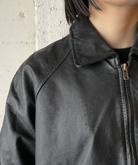 Zip Up Leather Blouson BK