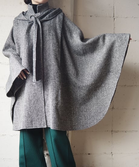 Tweed Cape Coat Removable Hood BKWH