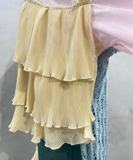 Pleats × Crochet Docking Design Shirt LPILYELBL