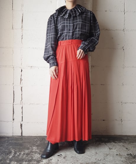 Frill Collar Check  Blouse BK
