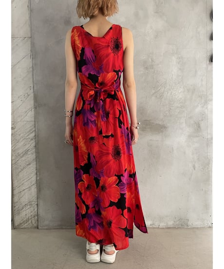 Flower Pattern Sleeveless Dress REBK