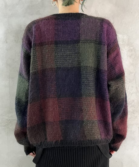 Check Patter Mohair Knit PURBK