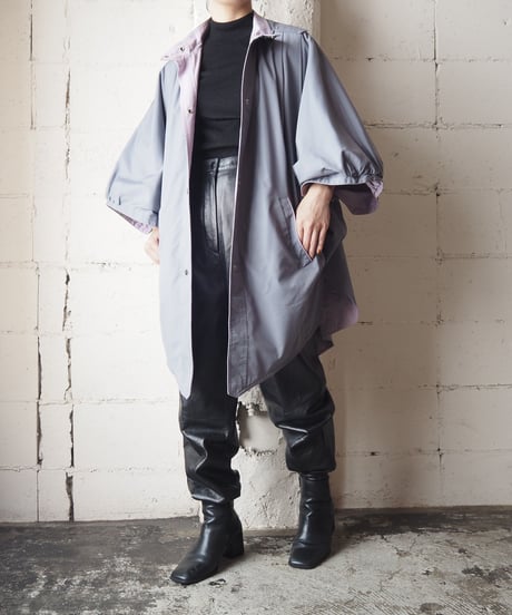 Reversible Stand Collar Cape Coat BLPI