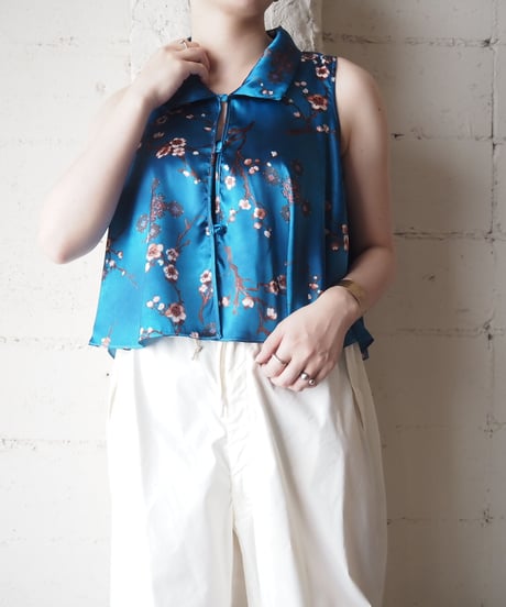 Flower Pattern N/S Flare Blouse BL