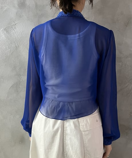 Sheer×Lace Mix Design Blouse BL