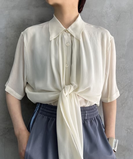Drape Collar Silk Blouse IV