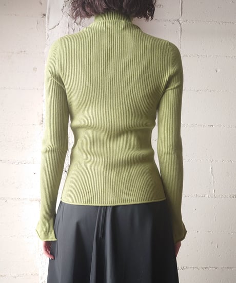 Slit Sleeve Rib Tultle Neck GN