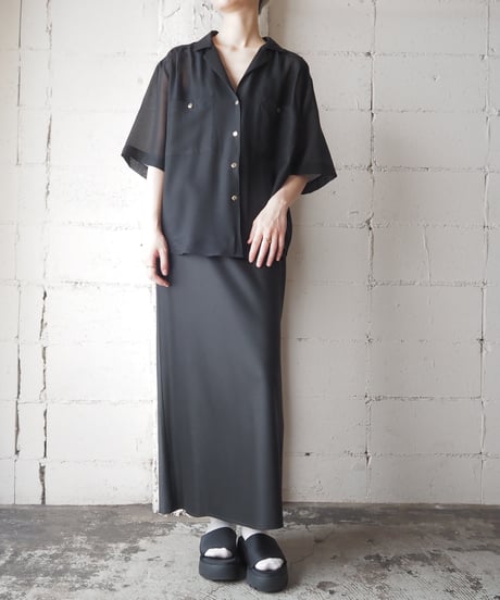 Open Callar Seethrough Shirt BK