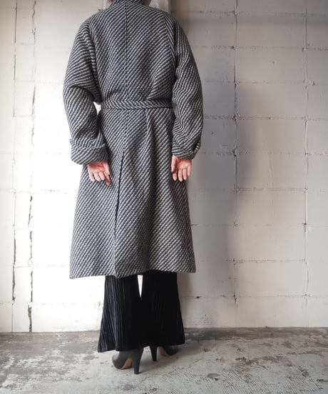 Stand Collar Tweed Coat BKGR