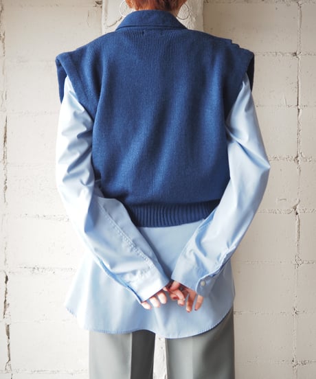 Double Button Vneck Knit Vest    BL