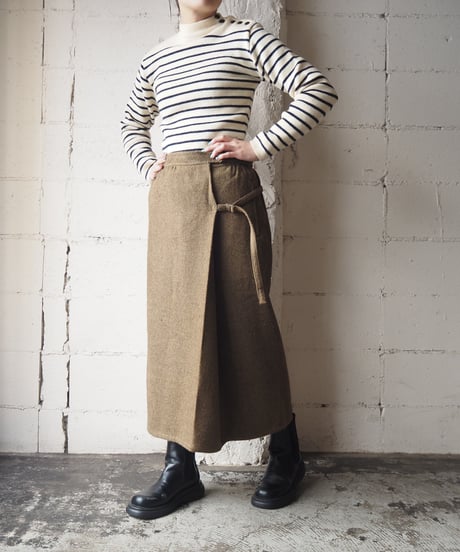 St JAMES Mock Neck Border Knit WHBK