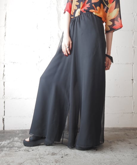Sheer Layerd Wide Easy Pants BK