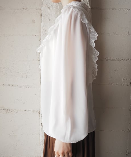 1970-80's Vintage V-Yoke Pintuck blouse WH
