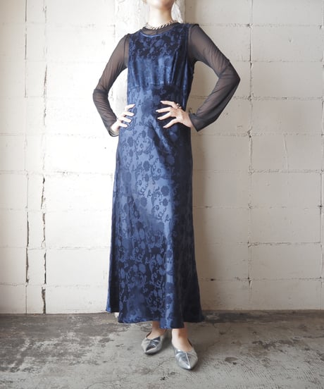 Shadow Botanical Pattern Sleeveless Dress NV