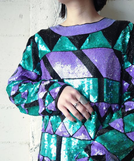 Geometric Spangle Tops BLPUR
