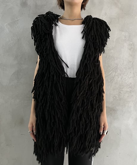 Fringe Knit Vest BK