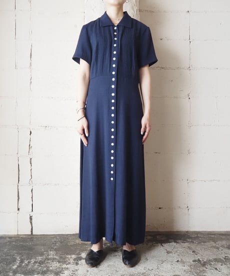 Pleated Front Many Button Dress NV