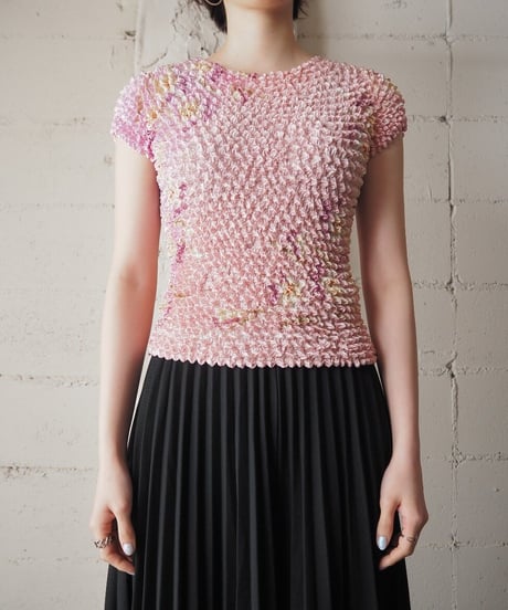 Flower Pattern Popcorn Blouse PI
