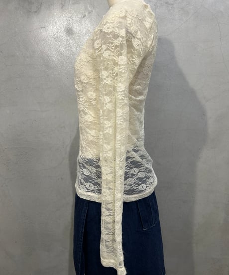 Long Sleeve Crew Neck Lace Tops IV